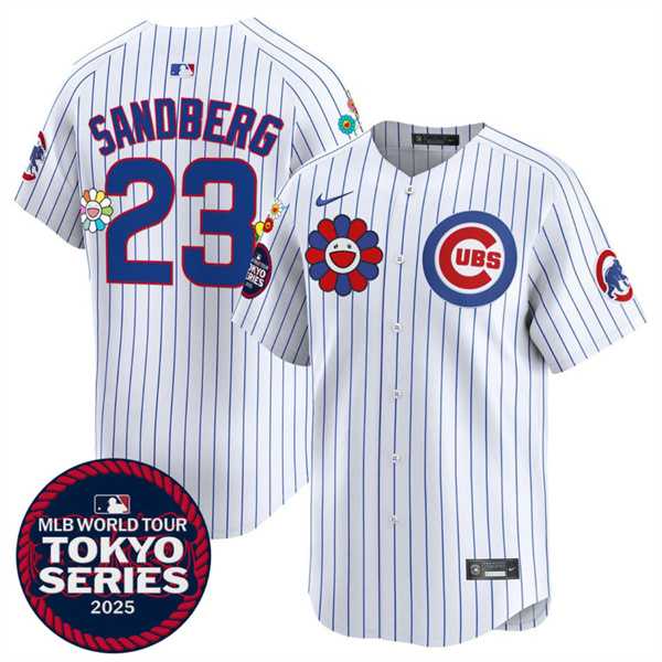 Men%27s Chicago Cubs #23 Ryne Sandberg White 2025 Tokyo Series Limited Stitched Jersey Dzhi->chicago cubs->MLB Jersey
